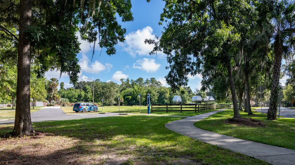 The three UF Bat Houses beside Museum Road in Gainesville